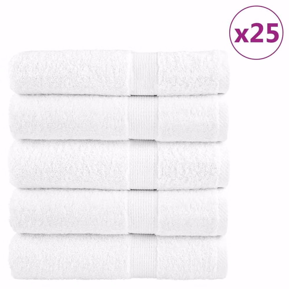 Berkfield Home SOLUND Premium Cotton Terry Bath Towels, White, 25 Pack, W: 100 cm, L: 150 cm, 600gsm – 2