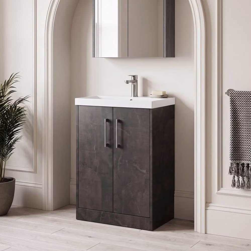 Balterley Winshill Contemporary 2 Door Floor Standing Vanity Basin Unit, Grey, W: 60.0 cm, H: 85.3 cm – 2