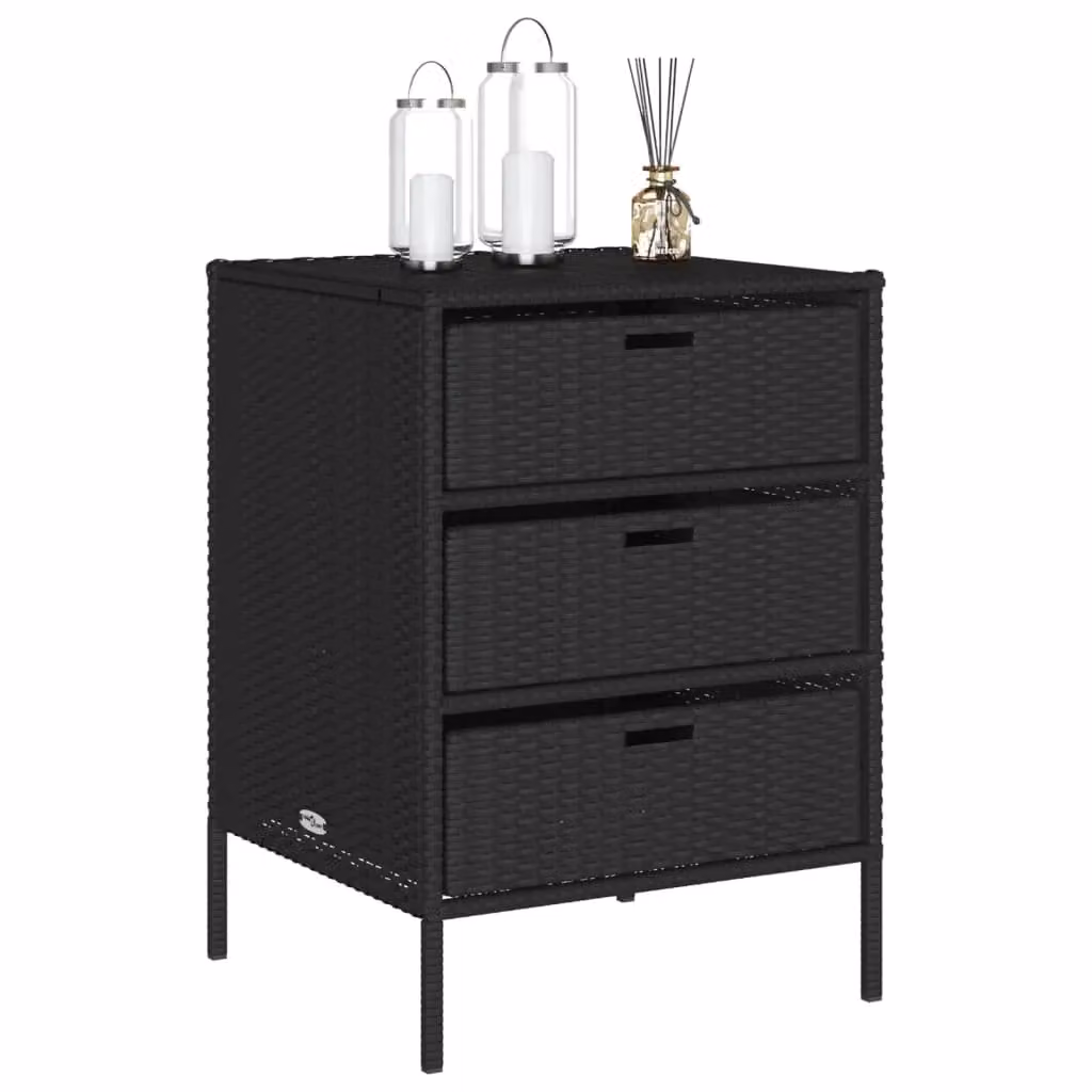 Berkfield Home Black Poly Rattan Garden Storage Cabinet W/D/H: 55 x 59 x 80 cm – 4