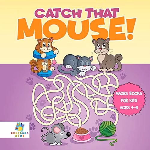 Educando Kids Catch That Mouse! Maze Book for Children Aged 4-8, W: 21.59 cm, H: 21.59 cm
