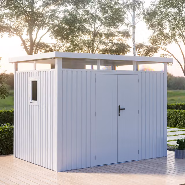 BillyOh Centro Pent Metal Shed in Silver with Window