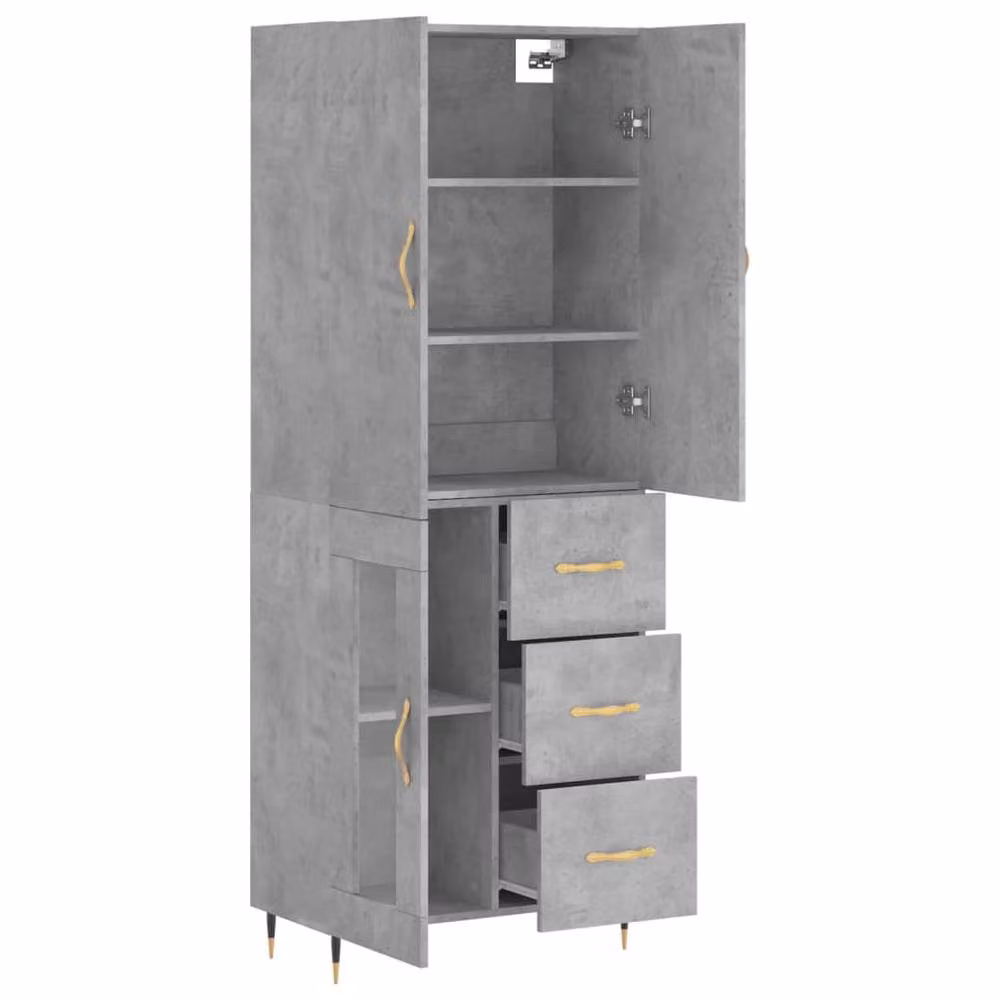 Berkfield Home Modern Highboard in Concrete Grey, W/D/H: 69.5 x 34 x 180 cm – 3