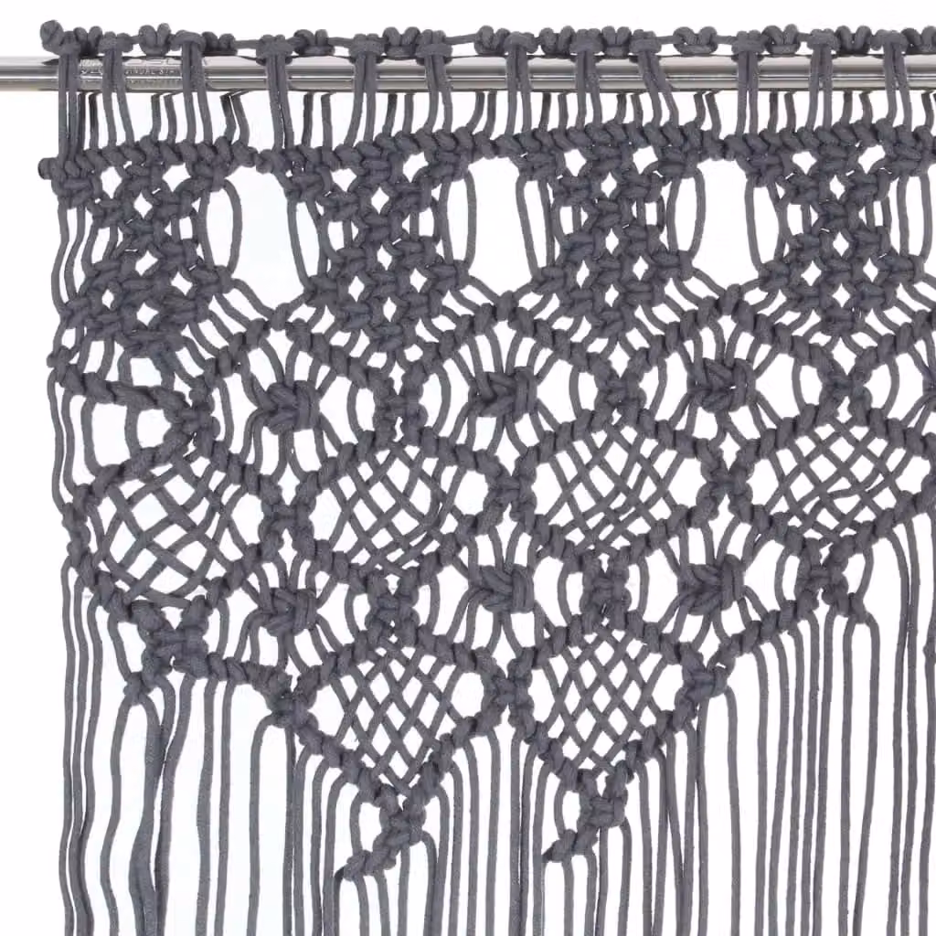 Berkfield Home Macrame Curtain in Anthracite, W/D/H: 140 x 240 cm – 2