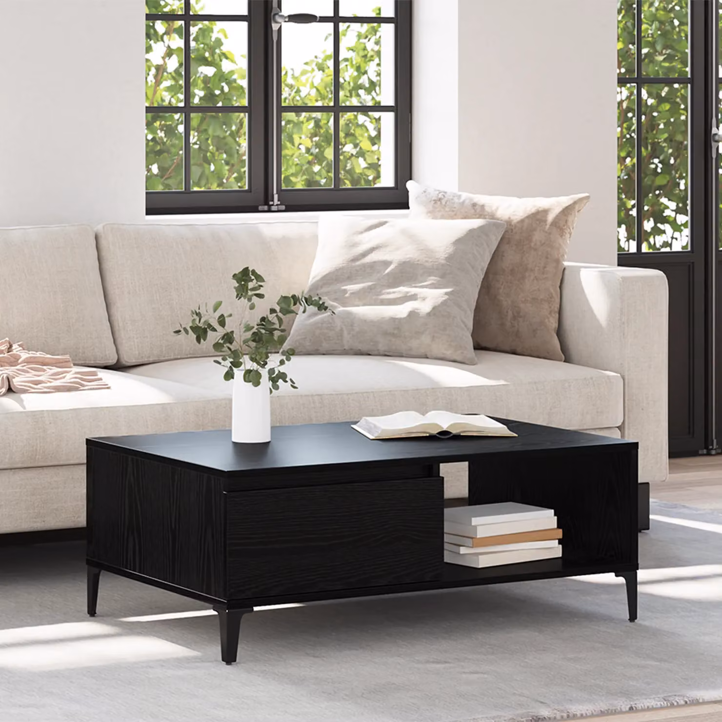 Berkfield Home Black Oak Coffee Table, W/D/H: 90 x 60 x 35 cm – 3