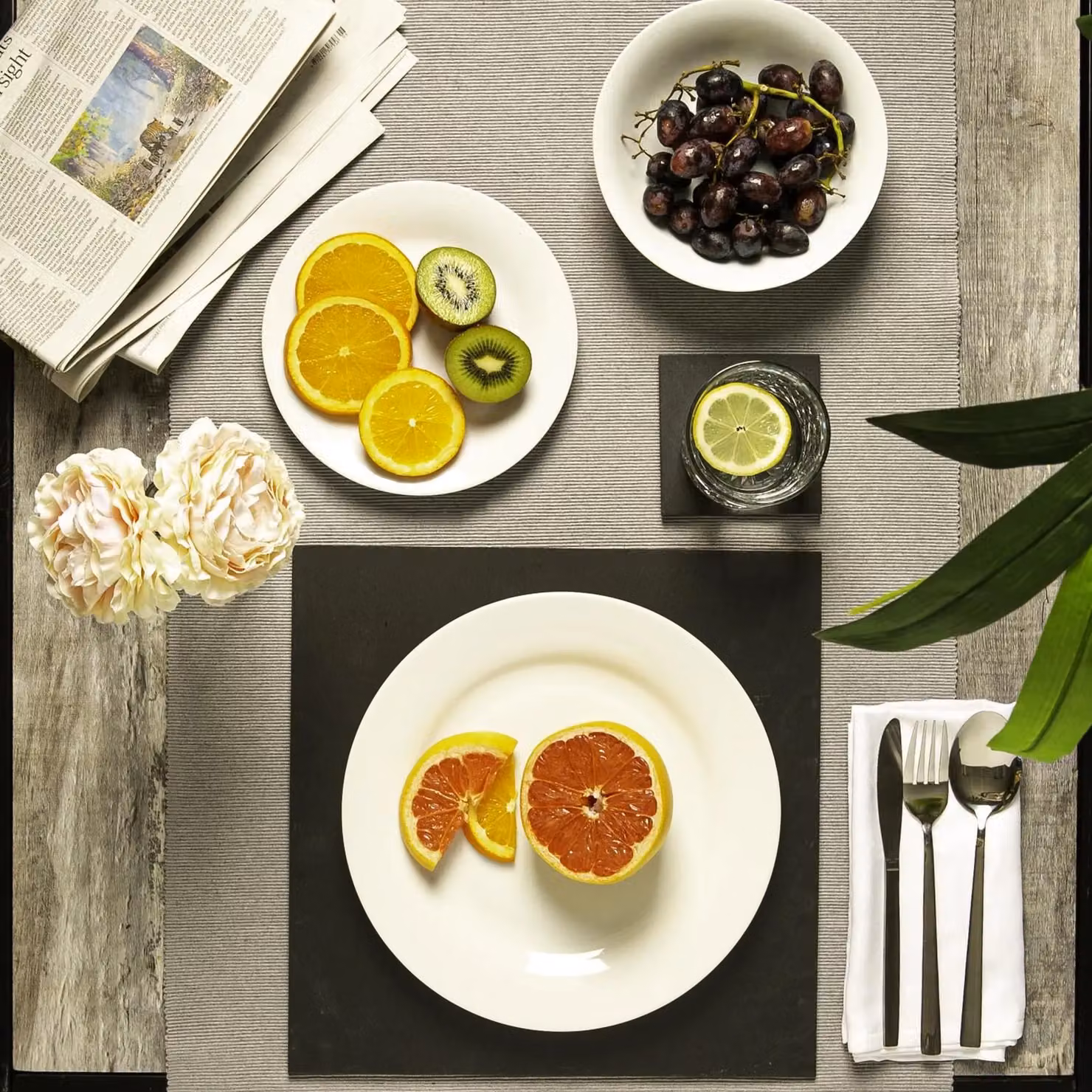 Argon Tableware Square Slate Placemats, Set of 24, Black, 33 x 33 cm – 4