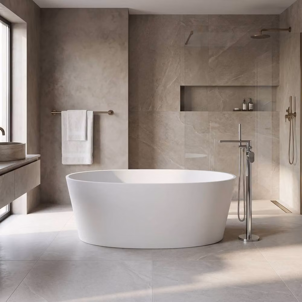 Balterley Kingswinford Luxury Contemporary Freestanding Oval Double Ended Bath Tub, White, W: 1510 mm, D: 760 mm – 2