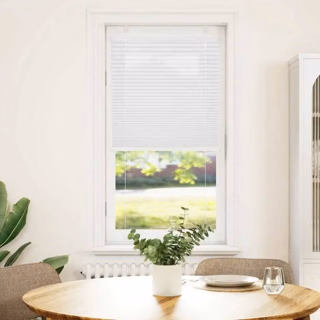 Berkfield Home White Single Pleat Fabric Blind, W: 64.4 cm, H: 150 cm