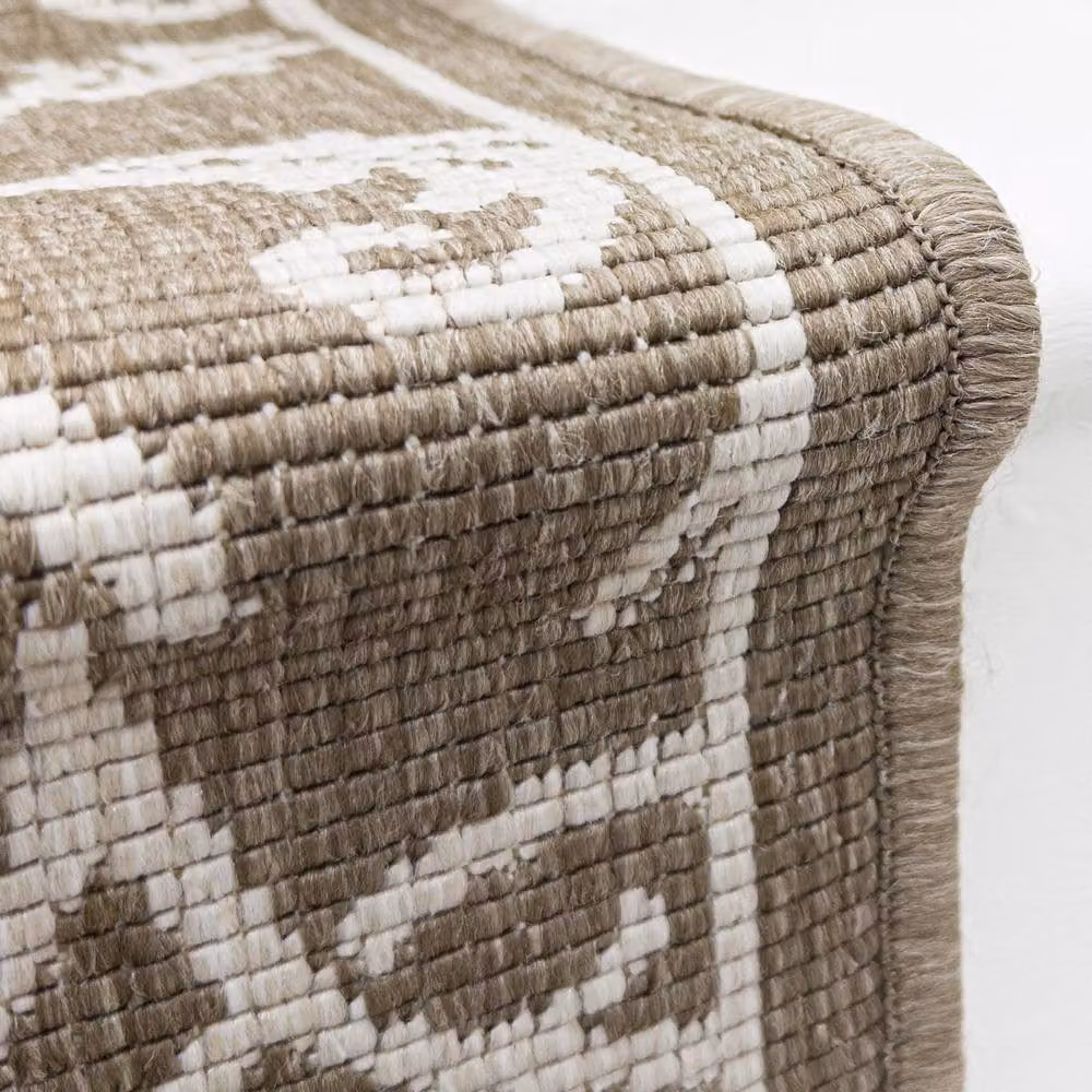 runrug Ivy Reversible and Durable Floral Stair Runner Carpet in Beige, W: 60 cm, L: 450 cm – 3