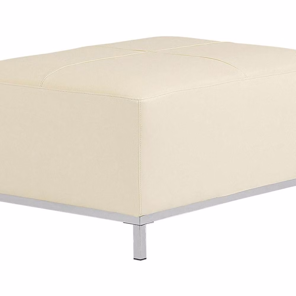Wyld and Coco Aurea Beige Genuine Leather Rectangular Ottoman Footstool – 2