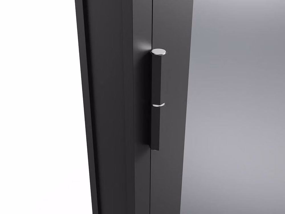 Loxton Reversible Double Door Cabinet with Black Smoked Glass Swinging Aluminium Doors – 3