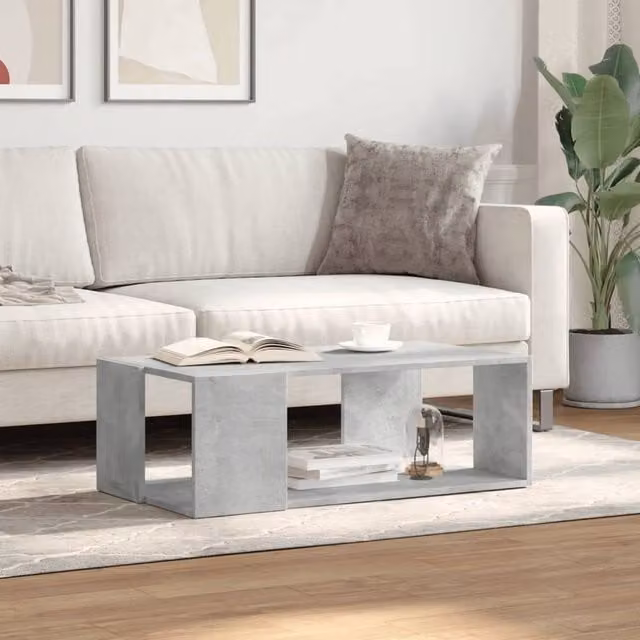 Berkfield Home Decorative Coffee Table in Concrete Grey, W: 89.5 cm, D: 48 cm, H: 30 cm