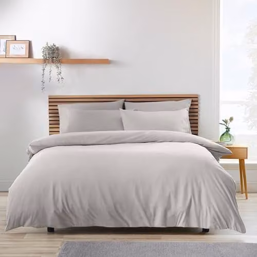 Catherine Lansfield So Soft Non-Iron Grey Microfibre Duvet Cover and Pillowcase Set, W/D/H: 180 x 200 cm, Pillowcases: 50 x 75 cm