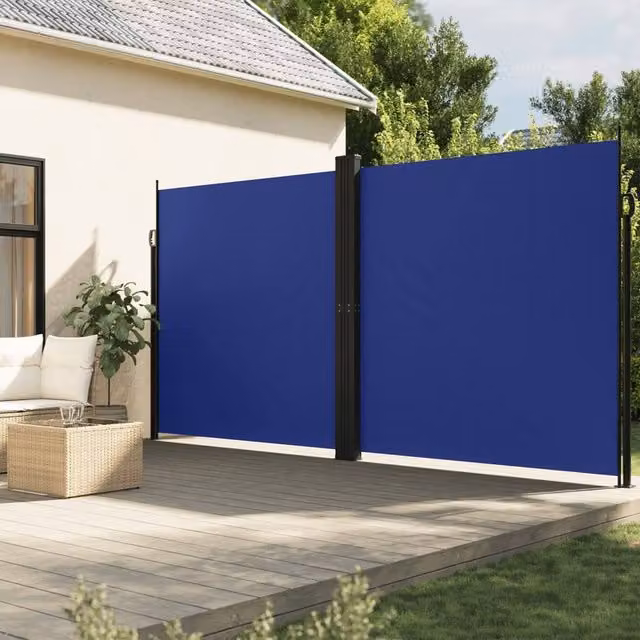 Berkfield Home Blue Retractable Side Awning, W/H: 1000 x 220 cm