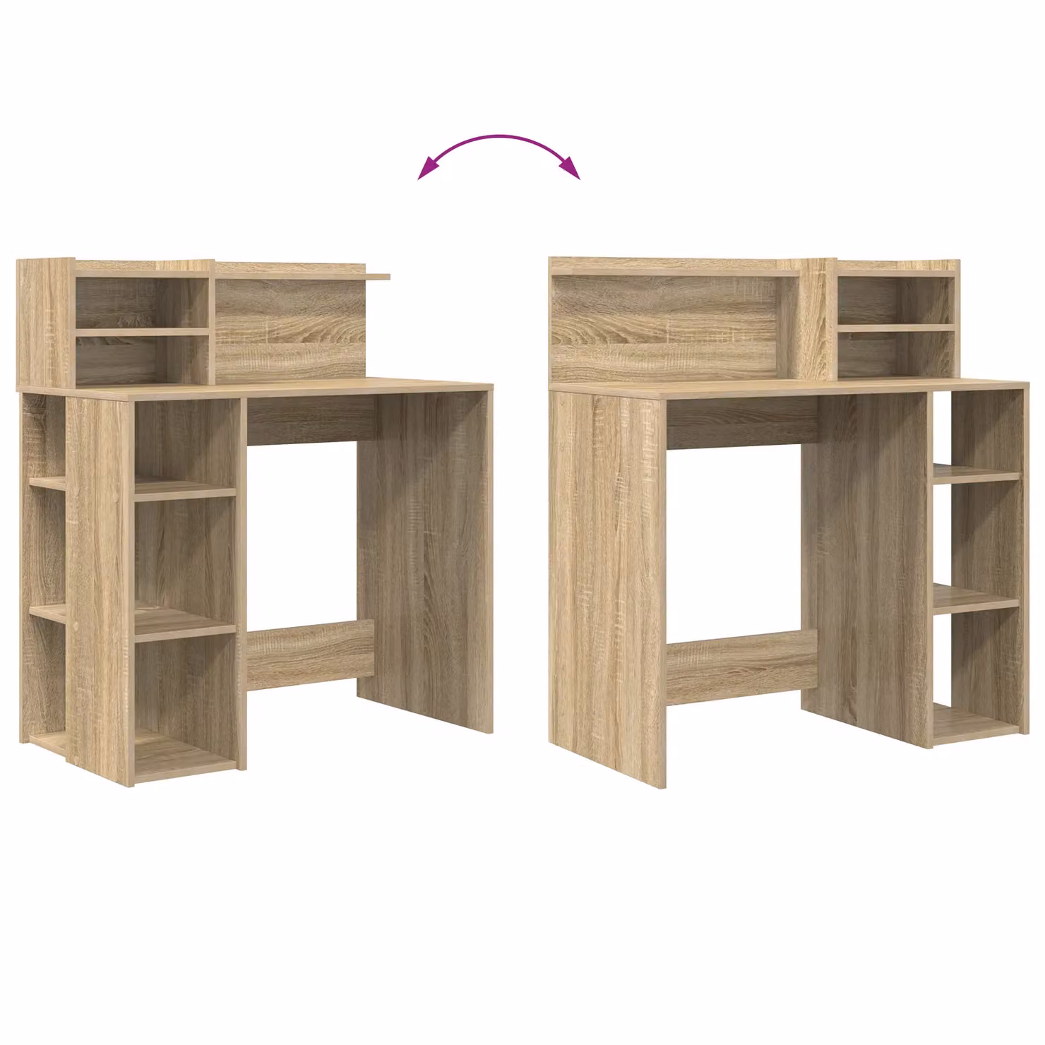 Berkfield Modern Writing Desk with Storage in Sonoma Oak, W/D/H: 90 x 48 x 101.5 cm – 7