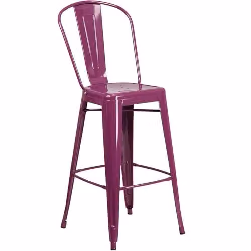 FWStyle Blake Purple Industrial Metal Counter Stool with Distressed Finish