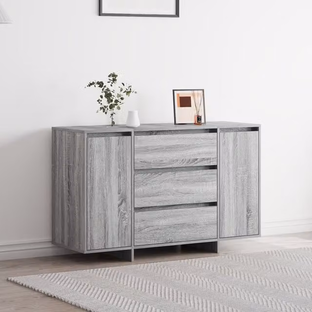 Berkfield Home Grey Sonoma Sideboard in Engineered Wood, W/D/H: 120 x 41 x 75 cm