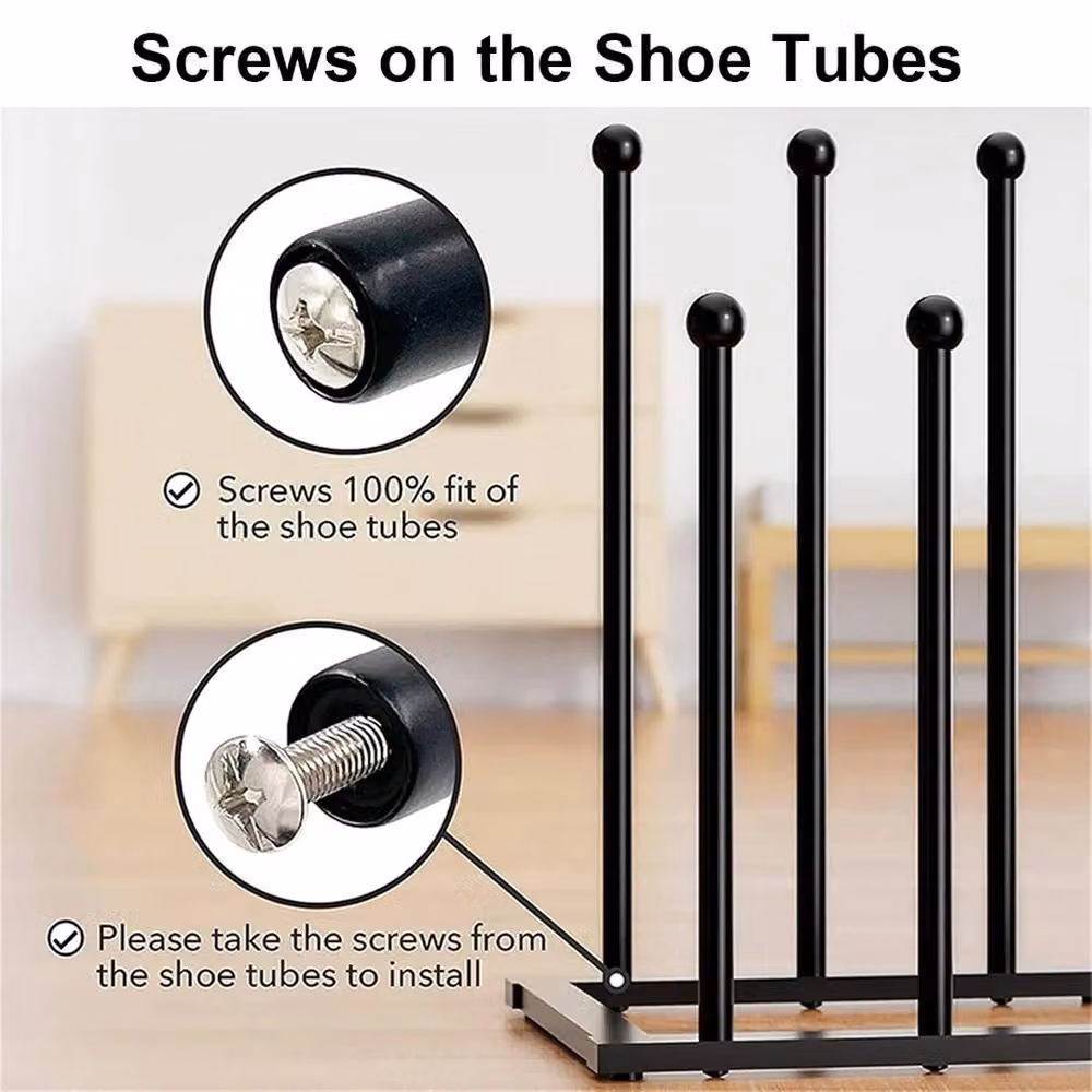 Kelvenix Black Metal Wellington Boot Shoe Rack for 4 Pairs – 4
