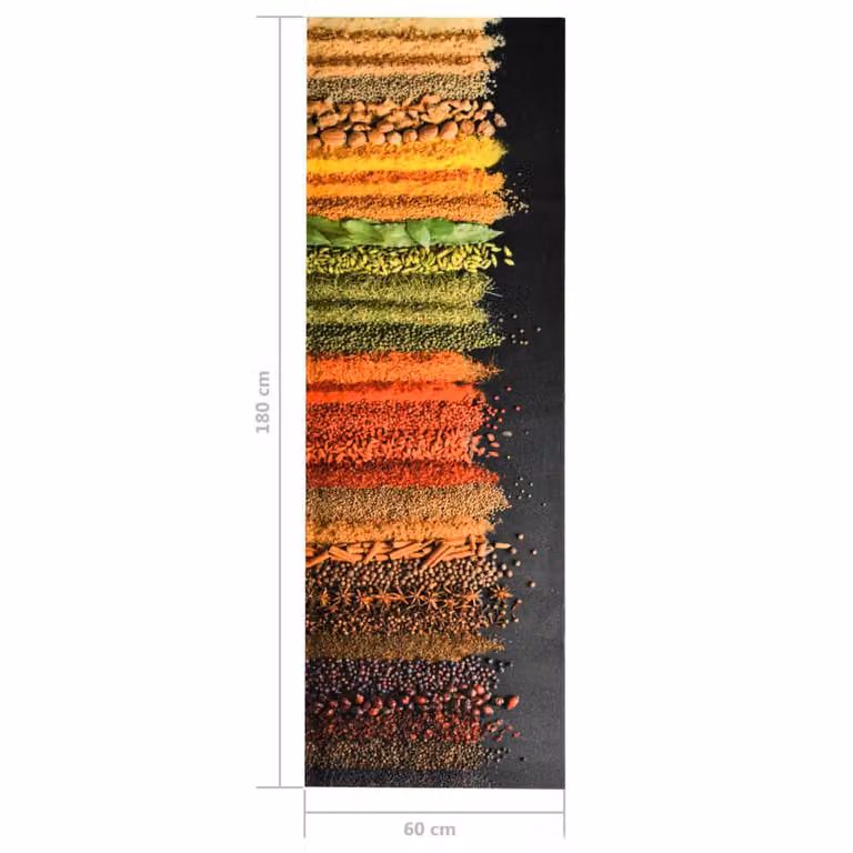 Berkfield Home Washable Spice Kitchen Floor Mat, Multicolour, W/D/H: 60 x 180 cm