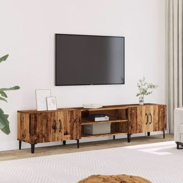 Berkfield Home Industrial TV Cabinet in Brown Old Wood, W/D/H: 180 x 31.5 x 40 cm