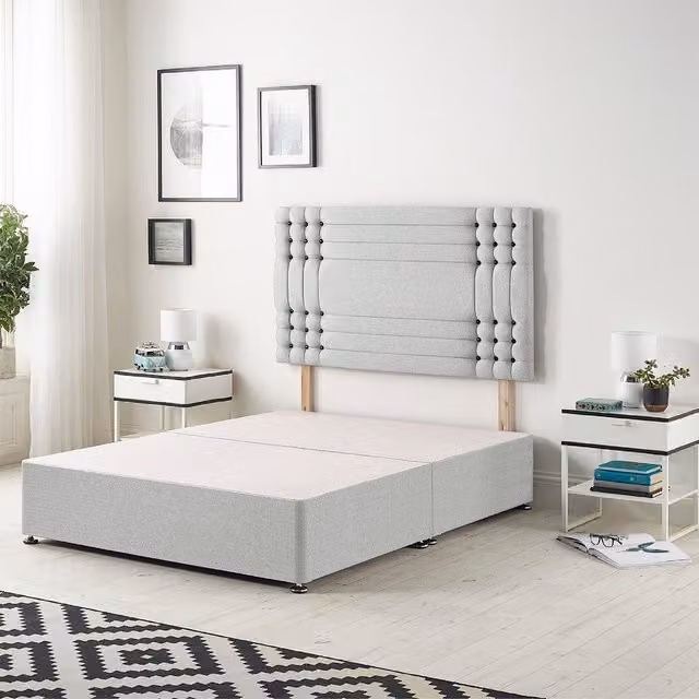Somnior Beds Ltd Modern Upholstered Fabric Divan Bed Base with Drawers in Yellow, W/D/H: 140 x 200 cm
