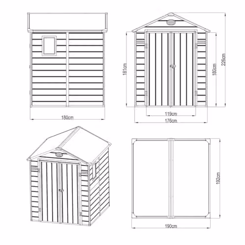 Charles Bentley Grey Plastic Garden Storage Shed with Gable Roof and Side Vents – 6