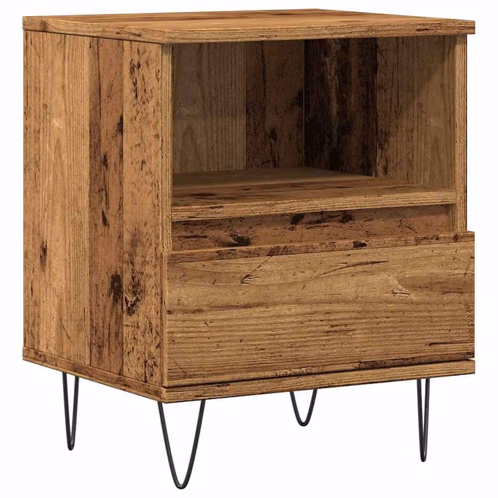Berkfield Home Modern Bedside Cabinet in Brown Old Wood, W/D/H: 40 x 35 x 50 cm – 3