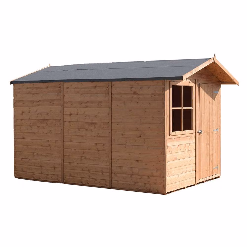 Shires Baracca Brown Dip Treated Wooden Garden Shed with Single Door and Window W/D/H: 213.4 x 185.4 x 204.8 cm – 2