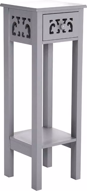 Garden Sanctuary Classic Grey Slim Side Table with Drawer and Shelf