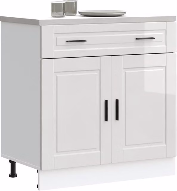 Berkfield Home Porto Modern High Gloss White MDF Kitchen Base Cabinet