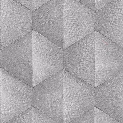 Erismann Fashion for Walls by Guido Maria Kretschmer Geometric Abstract Wallpaper in Grey and Silver