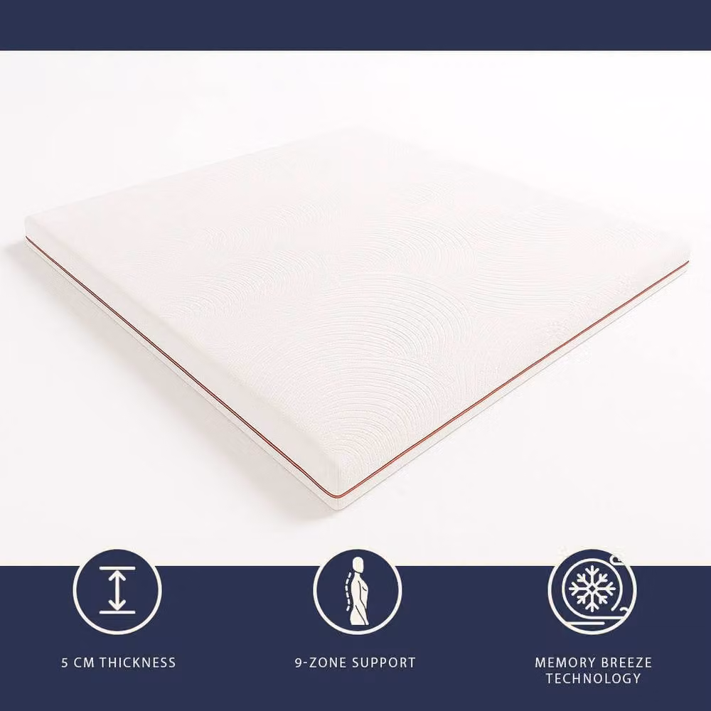 The White Stone Antibacterial Memory Foam Mattress Topper in White, W/D/H: 90 x 200 cm – 5