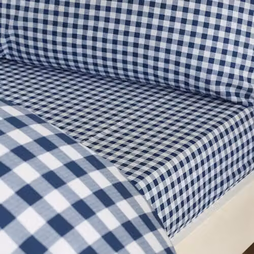Catherine Lansfield Bamford Gingham Check Fitted Sheet, Navy Blue, 200 x 200 cm – 1