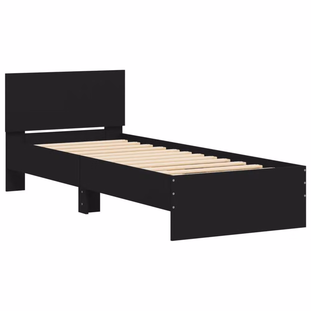 Berkfield Home Modern Bed Frame with Headboard and Lift Up Base, Black, W/D/H: 90 x 200 cm – 3