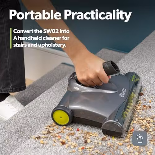 Gtech SW22 Lithium Power Sweeper in Grey and Green with 90 Minute Runtime and Bagless Design – 8