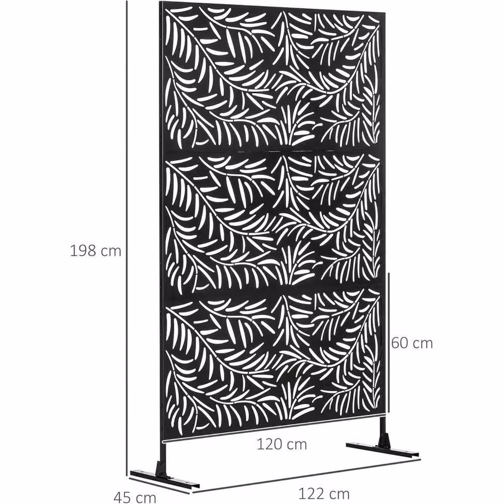 NESTLUNE Black Metal Garden Privacy Screen Trellis Panel, W: 100 cm, D: 15 cm – 2