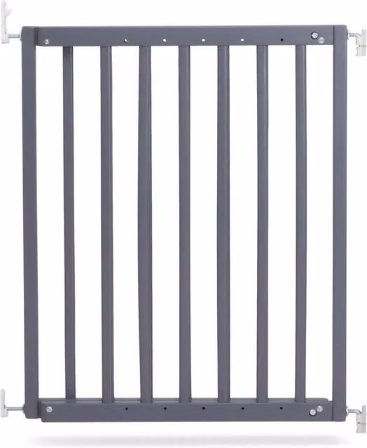 Safetots Screw Fitted Top of the Stairs Stair Gate, Black and Grey Metal, Width: 62.5 cm - 106.8 cm