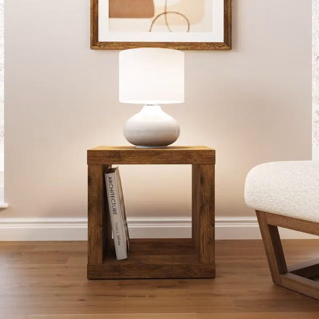 GFW Jakarta Mango Wood Cube Side Table in Brown