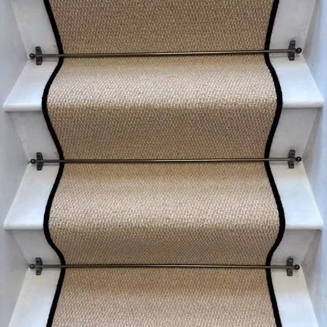 RainbowHome Kalahari Caramel Stair Runner Loop Pile in Camel with 100% Wool Edge, W: 70 cm x L: 650 cm