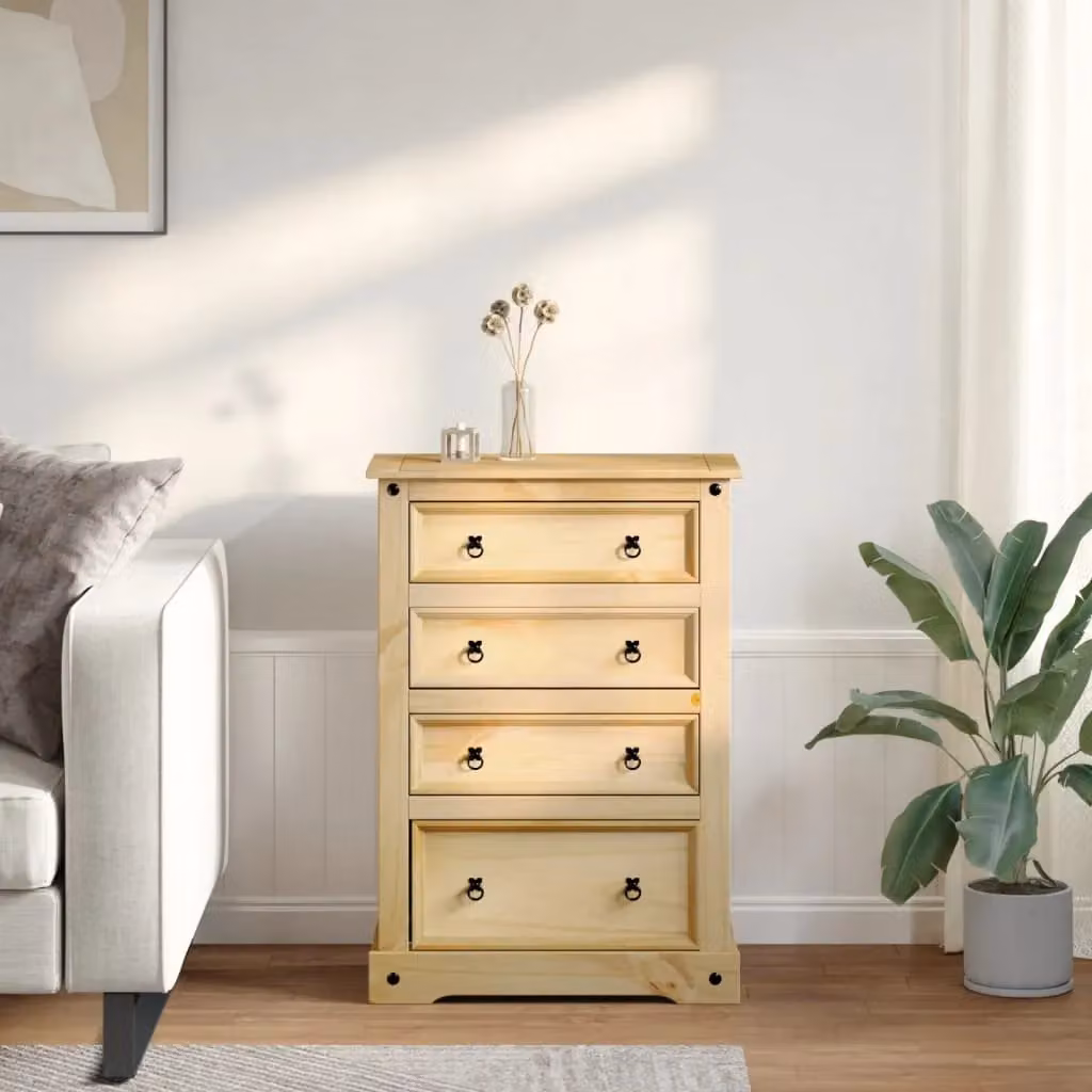 Berkfield Home Corona Chest of Drawers in Brown Solid Wood Pine, W/D/H: 80 x 43 x 114 cm – 2
