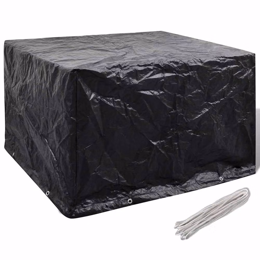 Berkfield Home Durable Water Repellent Garden Furniture Cover in Black, W/D/H: 135 x 135 x 90 cm – 1