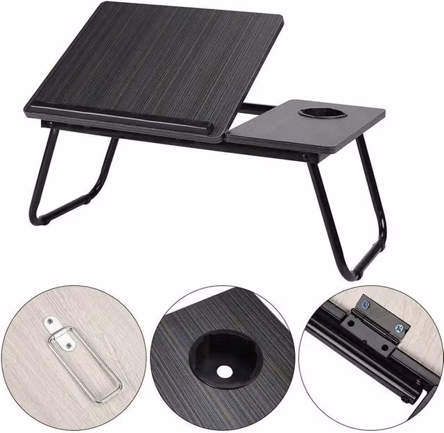 PAWNORA Adjustable Multi-Angle Laptop Table with Tilting Top and Sled Base, Black – 1
