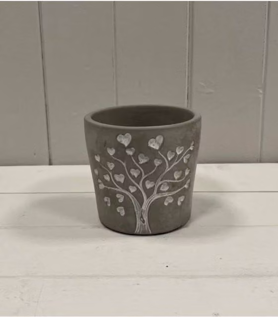 KDMD Grey Rustic Concrete Love Tree Tabletop Pot