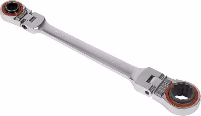 Loops 4-in-1 Double Ended Reversible Ratchet Ring Spanner Metric Wrench in Silver Chrome Vanadium Steel
