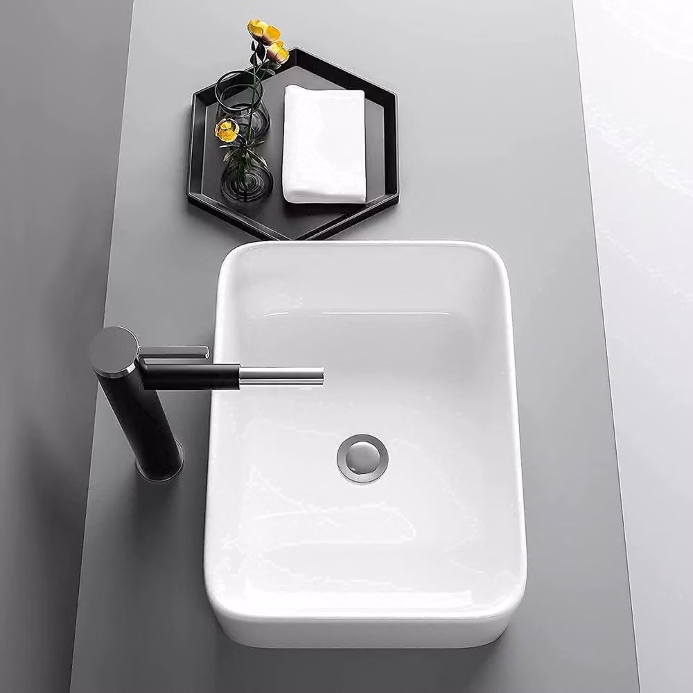 Havendro White Rectangular Ceramic Countertop Bathroom Wash Basin W/D/H: 40.0 x 30.0 x 13.5 cm – 3