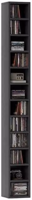 NESTLUNE 204 CD Storage Tower in Black, Height: 100 cm, Width: 15 cm