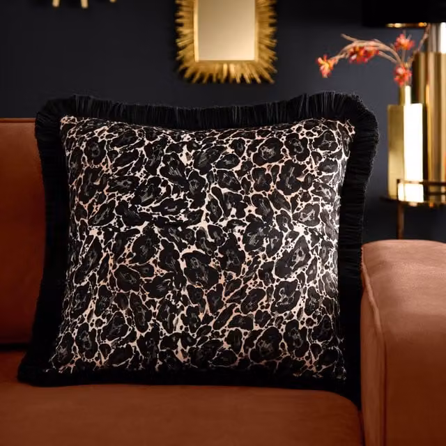 Ulster Weavers Laurence Llewelyn-Bowen Josephine Leopard Print Velvet Filled Cushion, Gold and Black, W/D/H: 43 x 43 x 43 cm – 1