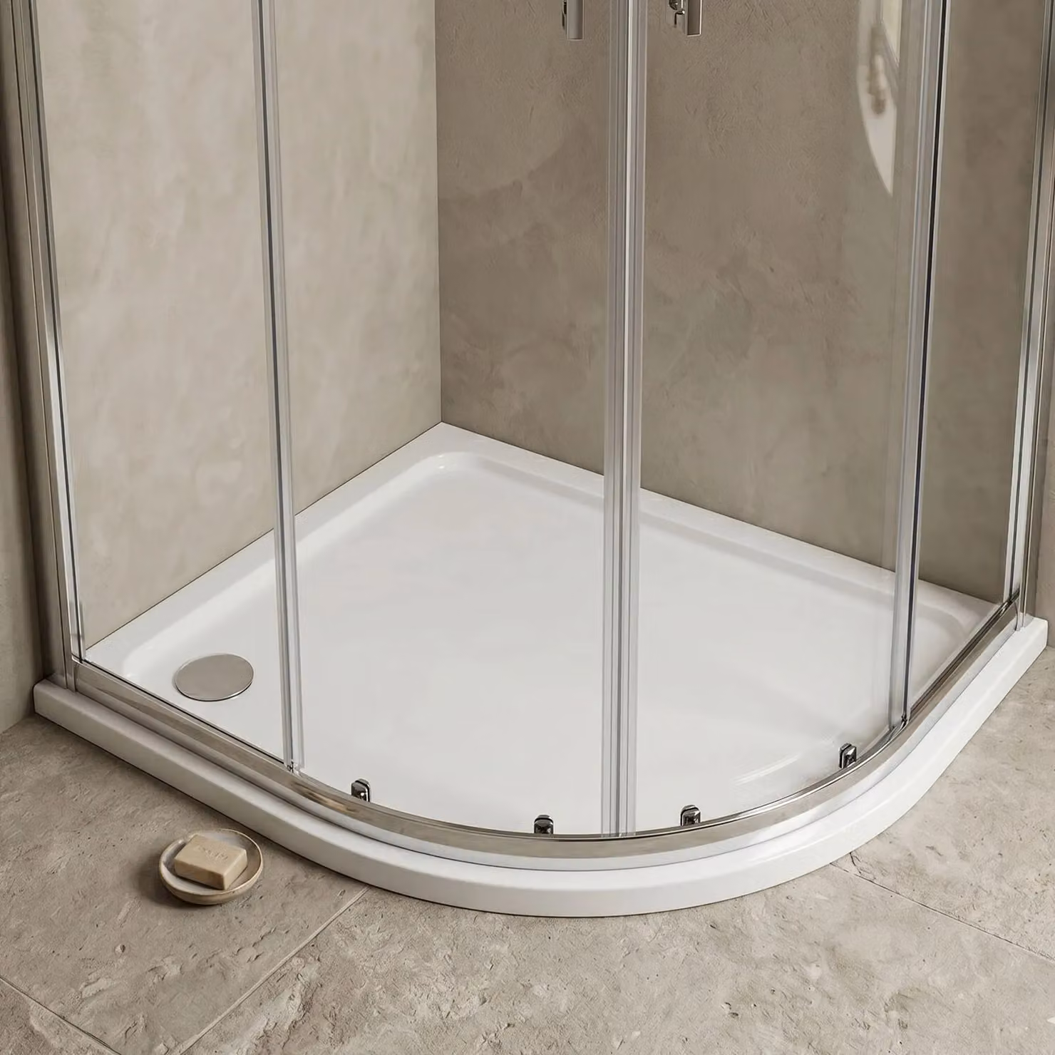 Balterley Premium Slip Resistant Offset Quadrant Shower Tray, Right Hand, White, W/D: 100 x 100 cm – 2