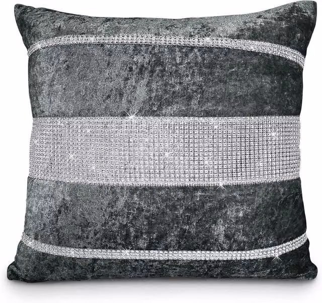 Intimates Rienzo Diamante Filled Velvet Cushion in Grey, W/D/H: 43 x 43 x 43 cm