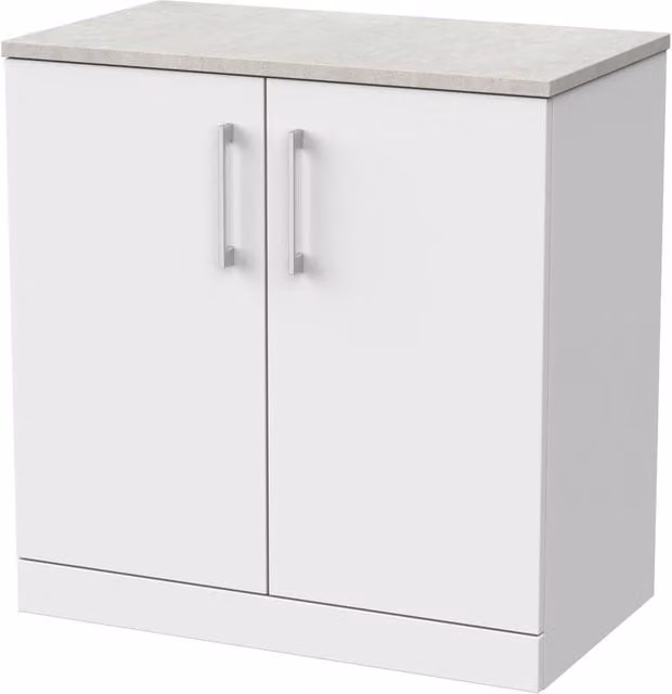 Balterley Pershall 2 Door Freestanding Bathroom Vanity with White Sparkle Top, Matt White, Width: 80 cm