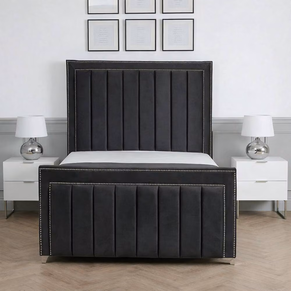 Living Comfort Bedz Royale Upholstered Velvet Gas Lift Storage Bed in Grey, W/D/H: 180 x 200 cm – 2